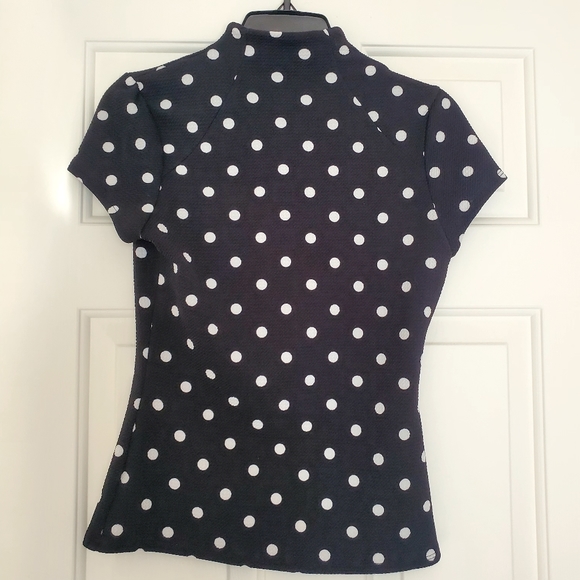 GUC Modcloth Black & White Polka Dot Keyhole Top, S - Picture 2 of 3